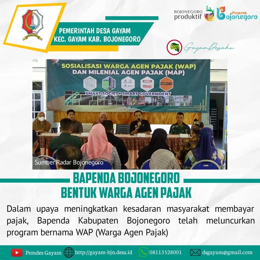 Bapenda Kabupaten Bojonegoro bentuk Warga Agen Pajak